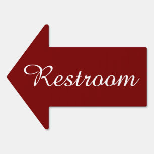Custom Burgundy Simple Restroom Arrow  Sign