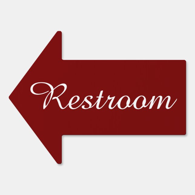 Custom Burgundy Simple Restroom Arrow  Sign (Front)