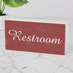 Custom Burgundy Simple Restroom Arrow Wooden Box Sign