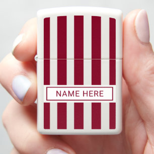 Custom Burgundy Stripe Lighter with Your Name