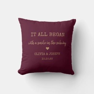 Custom Burgundy Where It All Began Valentine Day Throw Pillow