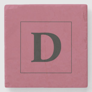 Custom Burgundy With Gold Family Initial Stone Coaster