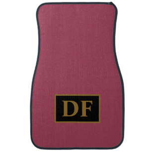 Custom Burgundy With Gold Initials Car Floor Mat