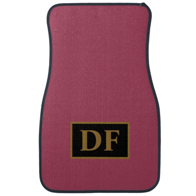 Custom Burgundy With Gold Initials Car Floor Mat (Front)