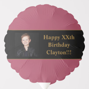 Custom Burgundy With Message/Photo Birthday Party Balloon