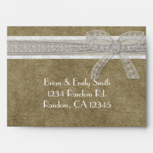 Custom burlap lace rustic wedding envelopes