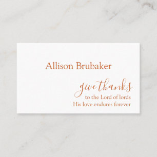 Custom Burnt Orange Give Thanks Thanksgiving Name Place Card