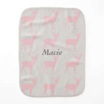 Custom Burp Bib with Grey Hearts and Pink Deer Custom Burp Bib with Grey Hearts and Pink Deer