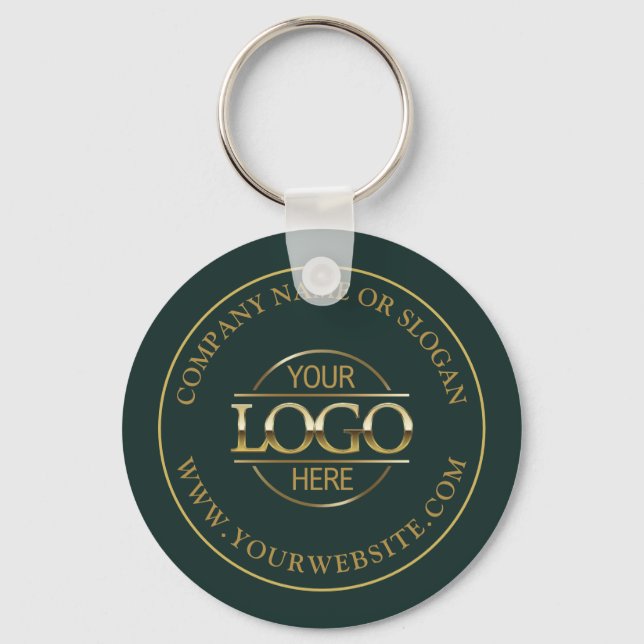 Custom Busines Logo Promotional Dark Green Keychain (Front)