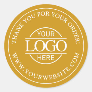 Custom Busines Logo Promotional Mustard Yellow Classic Round Sticker
