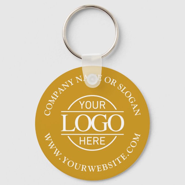 Custom Busines Logo Promotional Mustard Yellow Keychain (Front)