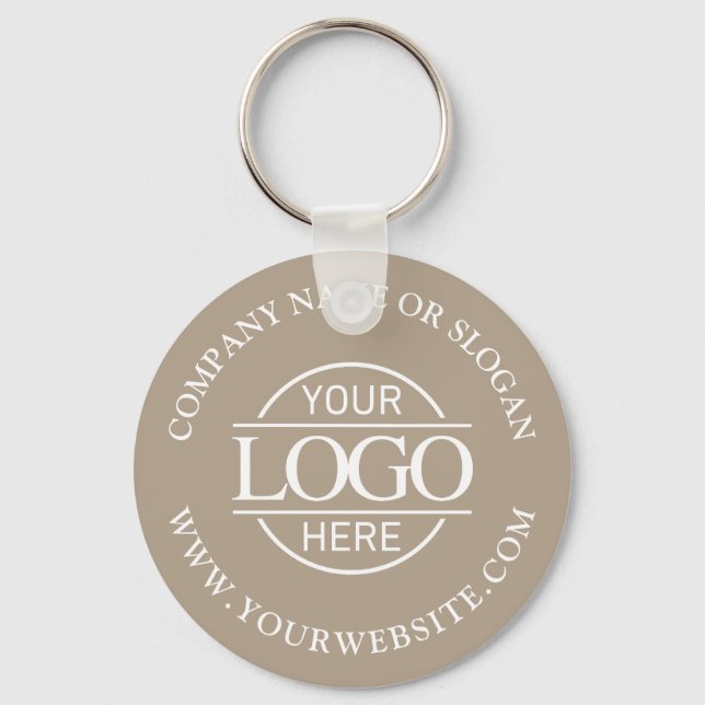 Custom Busines Logo Promotional Taupe Beige  Keychain (Front)