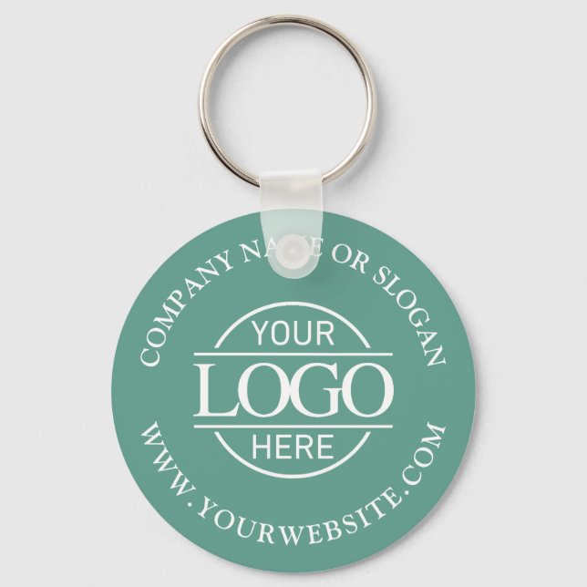 Custom Busines Logo Promotional Teal Green  Keychain (Front)