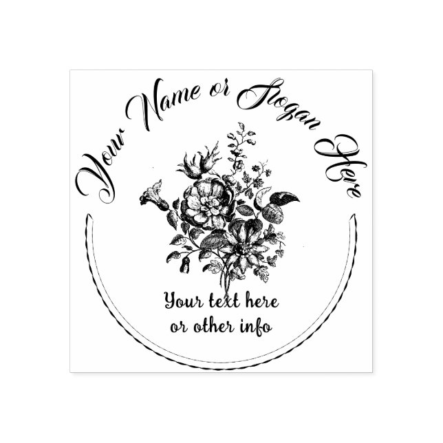 Custom Busines Logo stamp ELEGANT FLORAL BOTANICAL (Imprint)