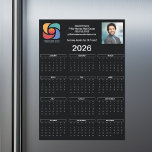 Custom Business 2026 Calendar Company Logo Magnet<br><div class="desc">This black and white business calendar magnet is custom made with your professional company name and office contact details. These chic vertical calendar magnets features your logo on one side of the top and personalized professional photo on the other. Contemporary marketing item for a corporation in 2026.</div>