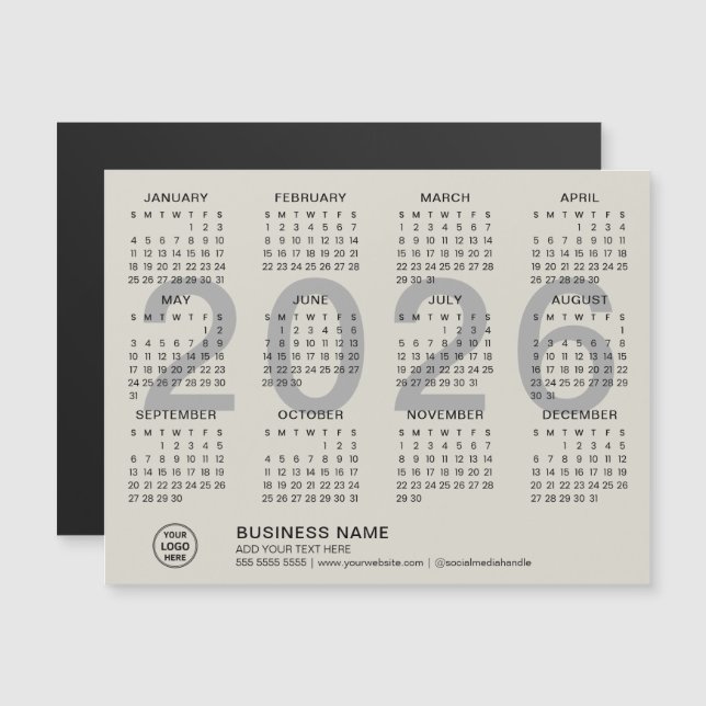 Custom Business 2026 Magnetic Calendar (Front/Back)