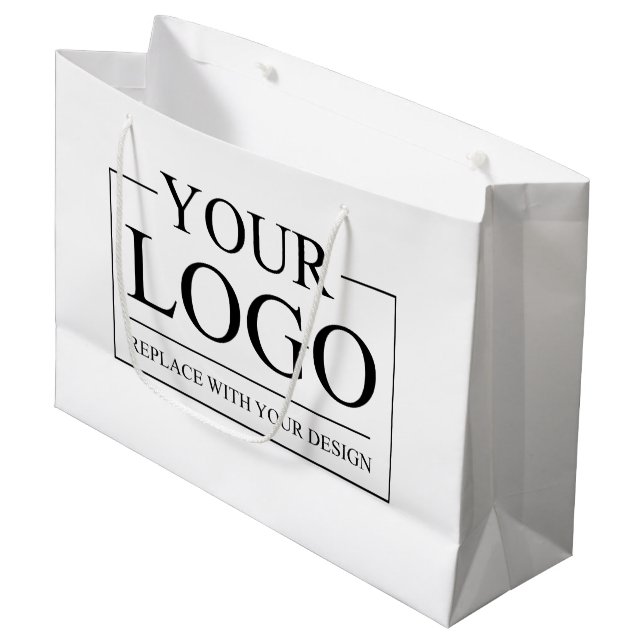 Custom Business ADD LOGO Company Professional  Large Gift Bag (Front Angled)