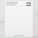 Custom Business Address Info Letterhead with Logo<br><div class="desc">Your Color and Font - Simple Personalized Black White Business Office Letterhead with Your Logo - Add Your Logo - Image / Business Name - Company / Address - Contact Information - Resize and move or remove and add elements / image and text with customization tool. Choose your text /...</div>
