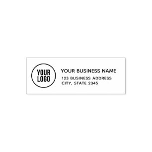 Custom business address label self-inking stamp