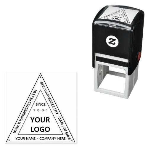 Custom Business Address Logo Company Name Triangle Self_inking Stamp