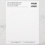 Custom Business Address Logo Office Letterhead<br><div class="desc">Your Color and Font - Simple Personalized Black White Business Office Letterhead with Your Logo - Add Your Logo - Image / Business Name - Company / Address - Contact Information - Resize and move or remove and add elements / image and text with customization tool. Choose your text /...</div>
