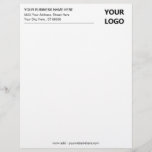 Custom Business Address Office Letterhead and Logo<br><div class="desc">Your Color and Font - Simple Personalized Black White Business Office Letterhead with Your Logo - Add Your Logo - Image / Business Name - Company / Address - Contact Information - Resize and move or remove and add elements / image and text with customization tool. Choose your text /...</div>