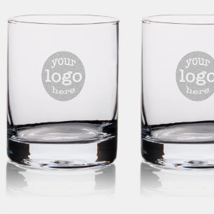 Custom Business Bar Club Team Logo Branded Whiskey Rocks Glass