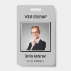 Custom Business Basic Employee Name Photo Grey