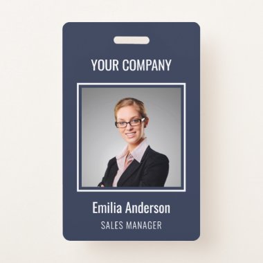 Custom Business Basic Simple Employee Name Photo Badge