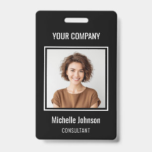 Custom Business Basic Simple Employee Name Photo Badge