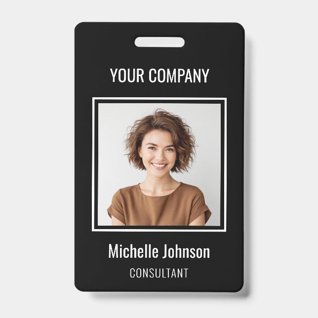 Custom Business Basic Simple Employee Name Photo Badge (Front)