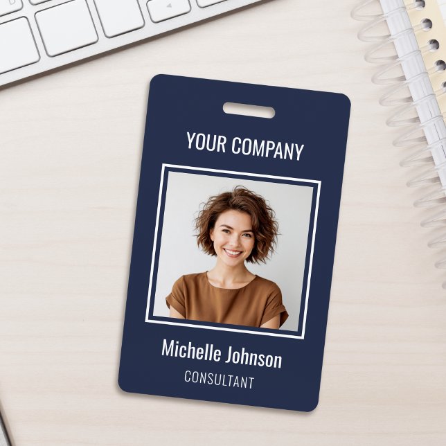 Custom Business Basic Simple Employee Name Photo Badge (Creator Uploaded)