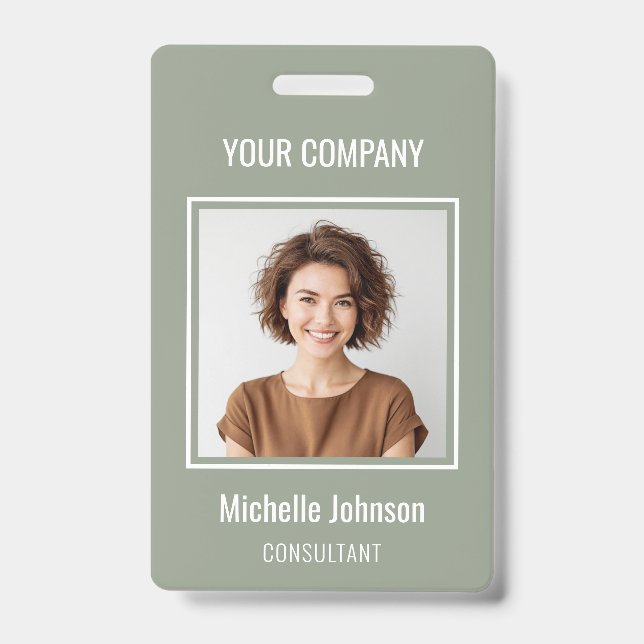 Custom Business Basic Simple Employee Name Photo Badge (Front)