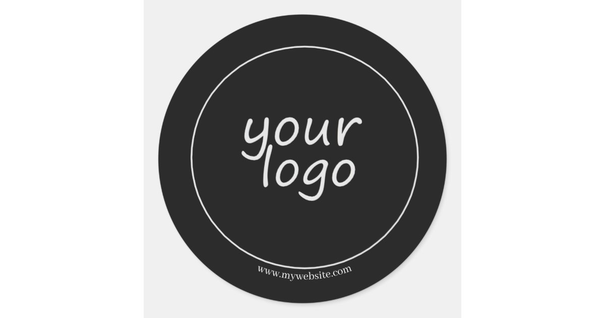 Custom Business | Black Color Classic Round Sticker | Zazzle