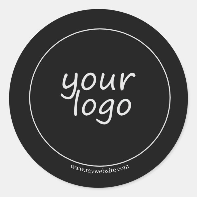 Custom Business  | Black Color Classic Round Sticker (Front)