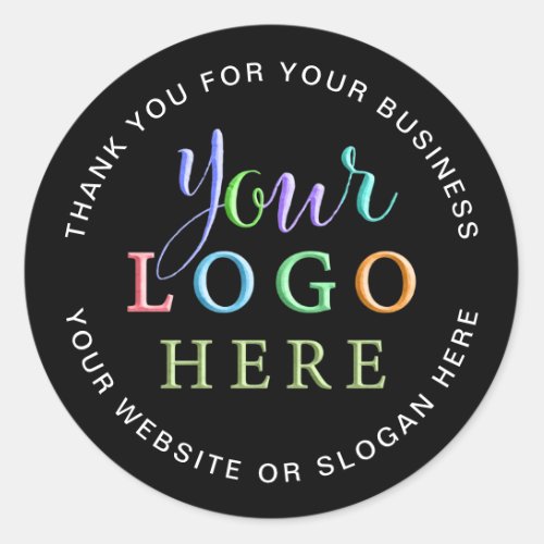 Custom Business Black Thank You Sticker Your Logo