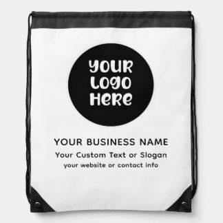 Custom Business Branding Logo and Text Drawstring Bag
