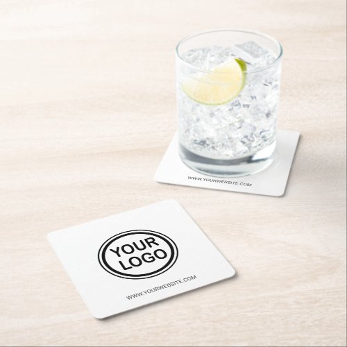 Custom Business Branding Logo Template  Square Paper Coaster