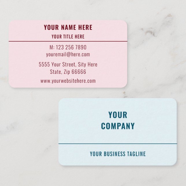 Custom Business Card - Personalized - Two Colors (Front/Back)
