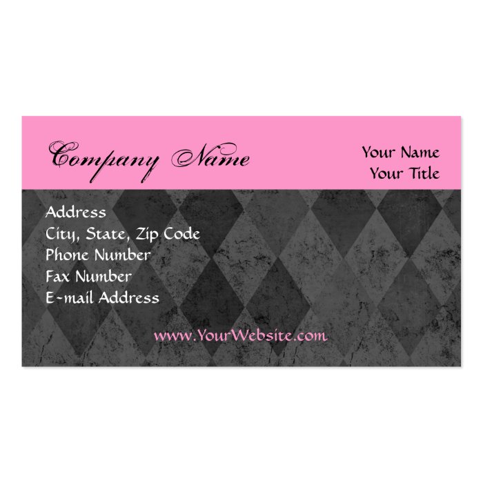 Custom Business Card, Pink and Black Design