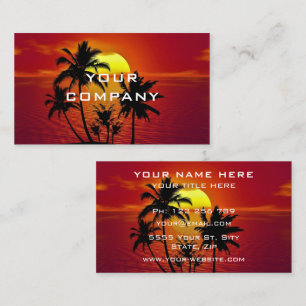 Custom Business Card Tropical Island Sea Sunset