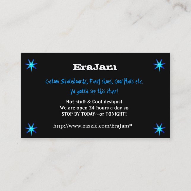 Custom business cards black with blue stars (Front)