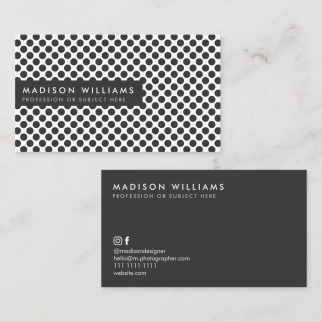 Custom Business Cards Minimal Polka Dot Stylish (Front/Back)