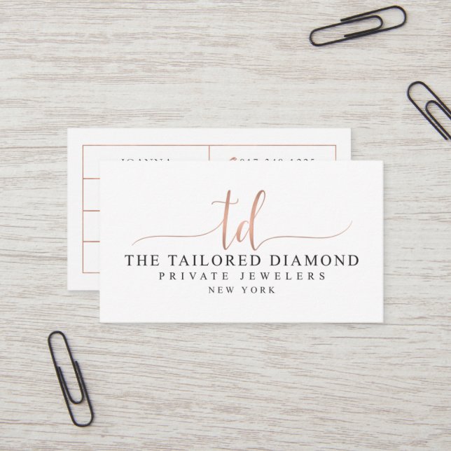 Custom Business Cards: The Tailored Diamond Card (Front/Back In Situ)