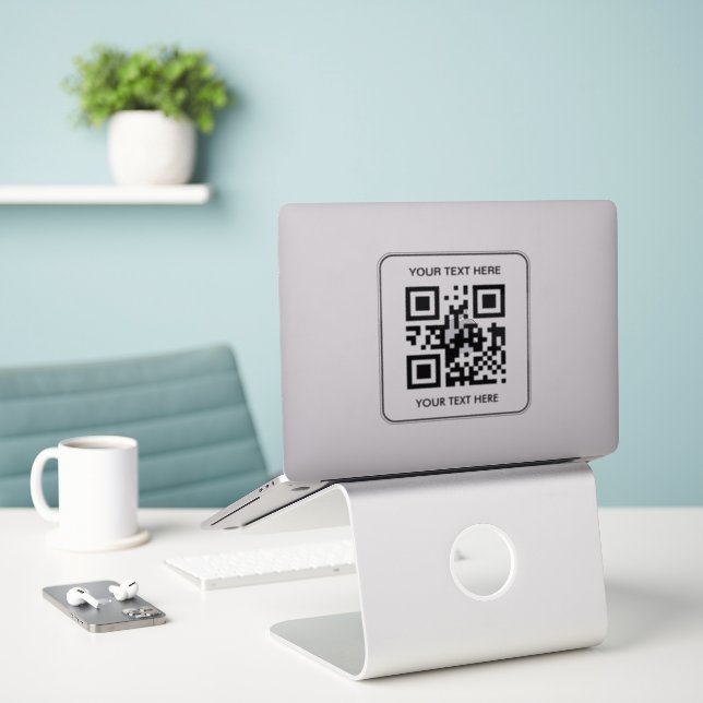 Custom Business Company Logo and QR Code  Sticker (Laptop On Desk)