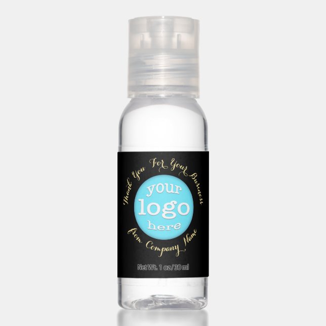 Custom Business Company Logo Black Gold Thank You Hand Sanitizer (Front)