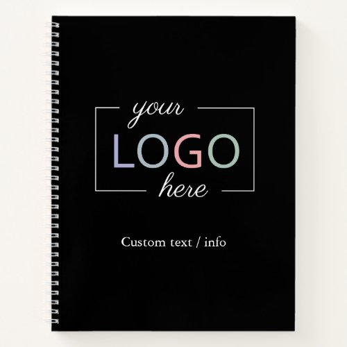 Custom Business Company Logo Black Notebook 