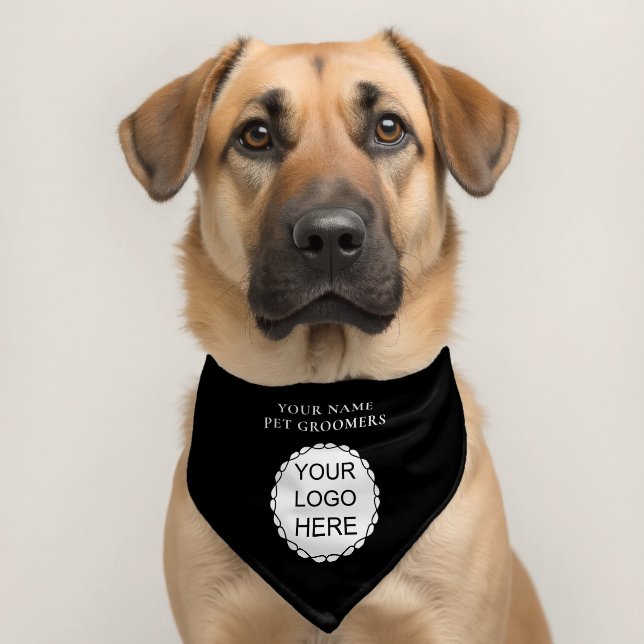 Custom Business Company Logo Black Pet Bandana Collar (Dog 2)
