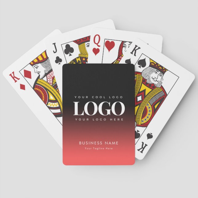 Custom Business Company Logo Black Red Ombre    Poker Cards (Back)