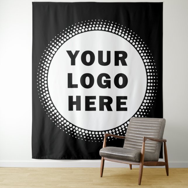 Custom Business Company Logo Black Tapestry (In Situ)